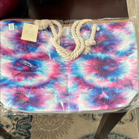 riah fashion Handbags - Colorful Tie-Dye Tote Bag with Rope Handles